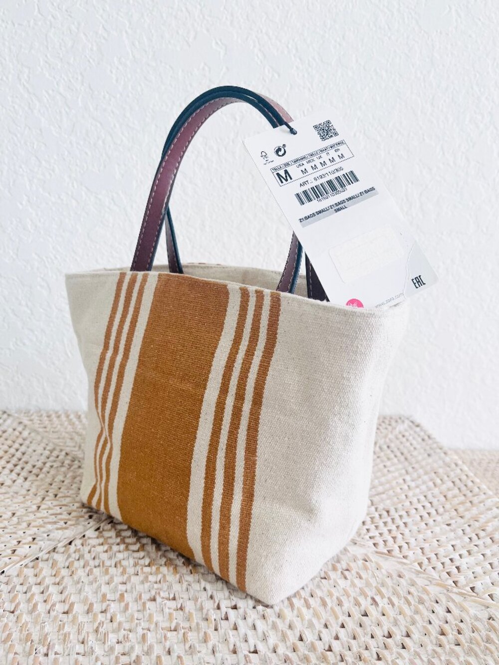LOT OF TWO!! Zara Mini Totes Crossbody Handbags Cotton Fabric/Vegan - Picture 10 of 16